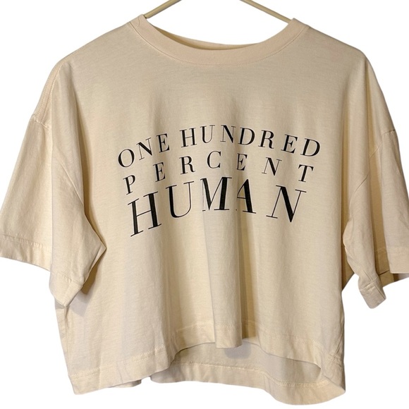 Everlane 100% Human‎ Graphic Way-Short Organic Cotton Tee Cropped NWT L Gorpcore - Picture 2 of 11